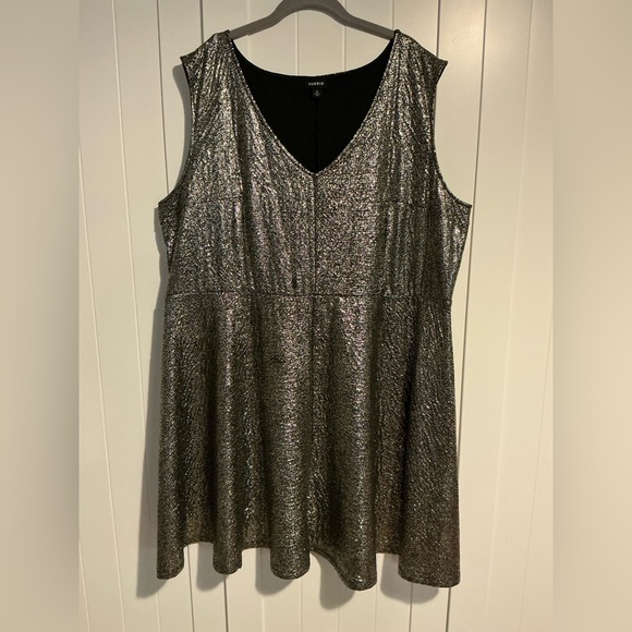Torrid Metallic Silver Sleeveless Fit & Flare Party Dress Women’s 4X - Picture 2 of 7